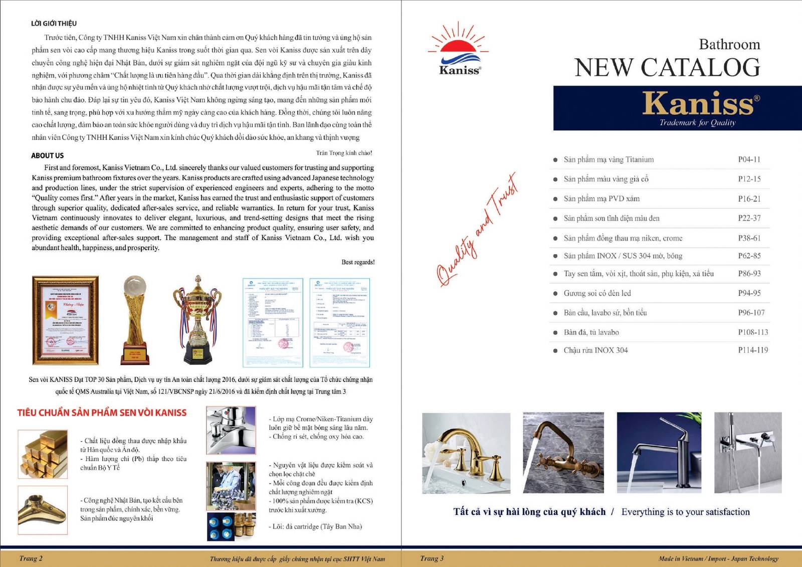 Catalogue và Bảng giá Thiết bị vệ sinh KANISS mới nhất /Page 2